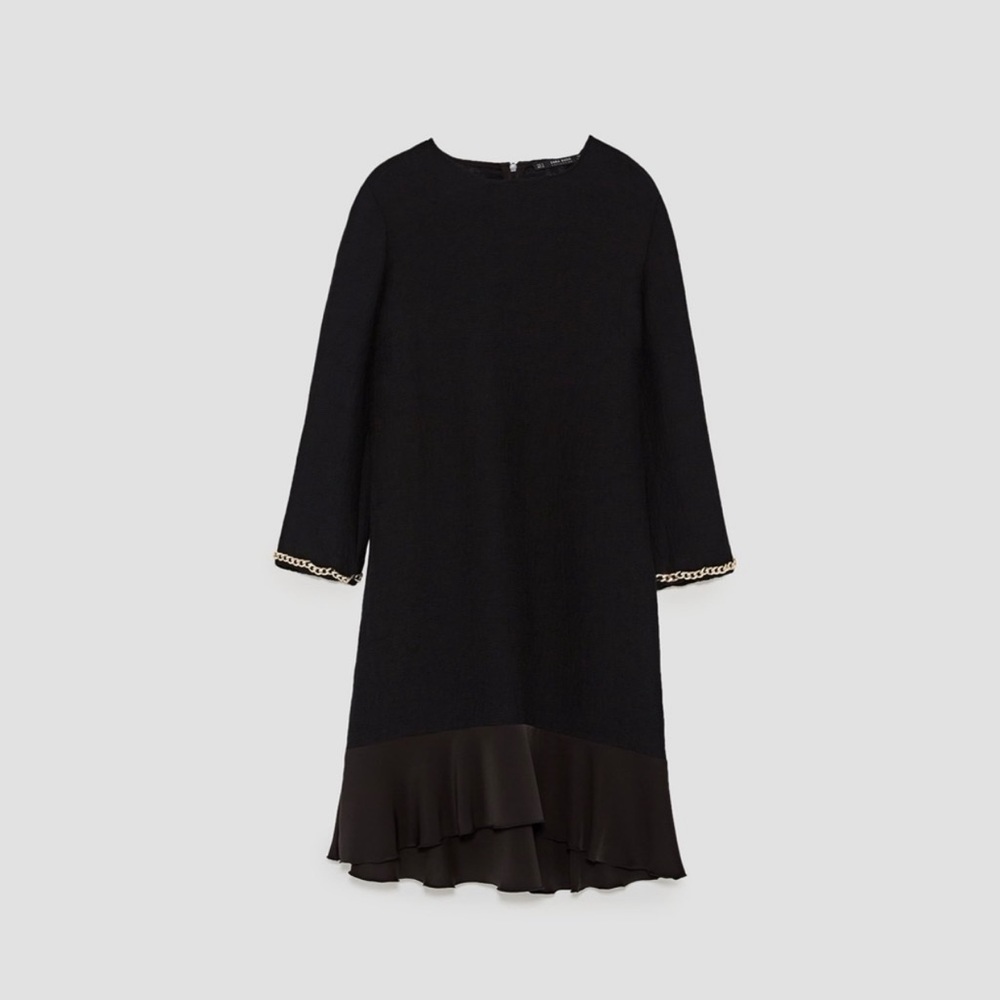 Zara Ribbed Dress With Cuff Detail Black (S) Flirty dress